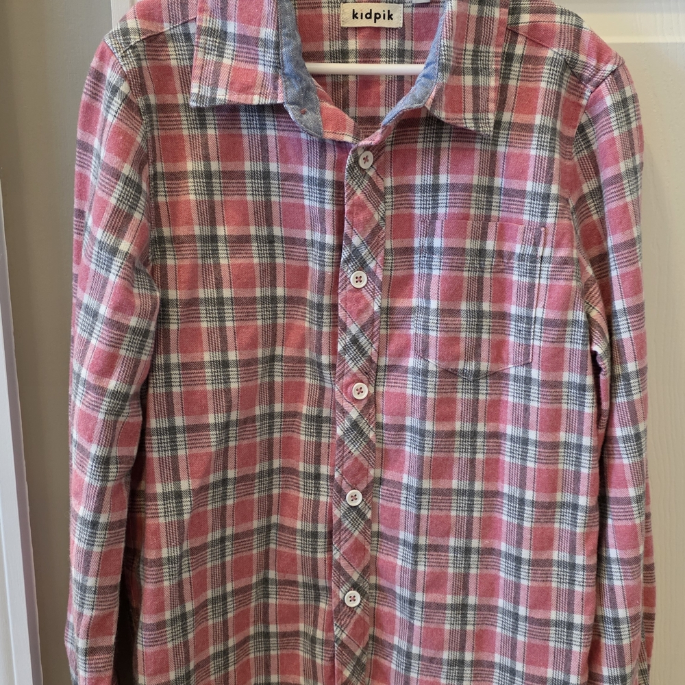 Kidpik Pink Plaid Button-Up Shirt